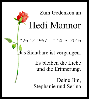 Anzeige von Hedi Mannor von MGO