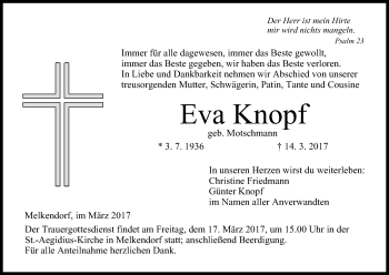 Anzeige von Eva Knopf von MGO