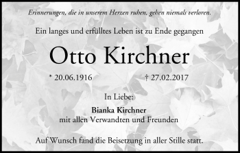 Anzeige von Otto Kirchner von MGO