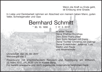 Anzeige von Bernhard Schmitt von MGO