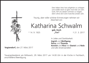 Anzeige von Katharina Schwalm von MGO