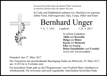 Anzeige von Bernhard Unger von MGO