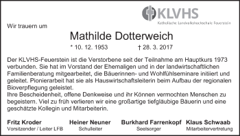 Anzeige von Mathilde Dotterweich von MGO