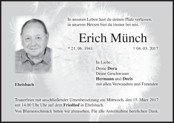 Anzeige von Erich Münch von MGO