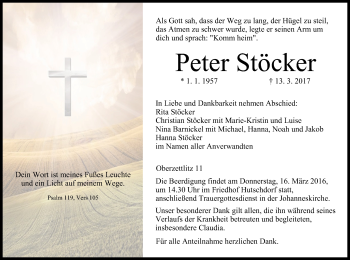 Anzeige von Peter Stöcker von MGO