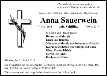 Anzeige von Anna Sauerwein von MGO