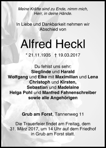 Anzeige von Alfred Heckl von MGO