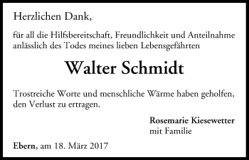 Anzeige von Walter Schmidt von MGO
