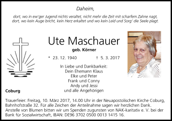 Anzeige von Ute Maschauer von MGO