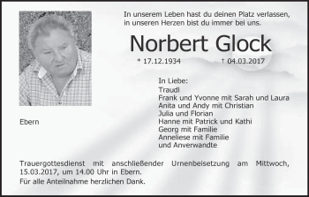 Anzeige von Norbert Glock von MGO