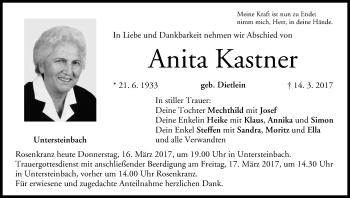 Anzeige von Anita Kastner von MGO