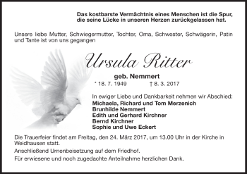 Anzeige von Ursula Ritter von MGO