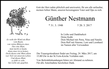 Anzeige von Günther Nestmann von MGO