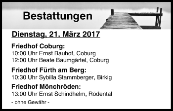 Anzeige von Bestattungen vom 21.03.2017 von MGO