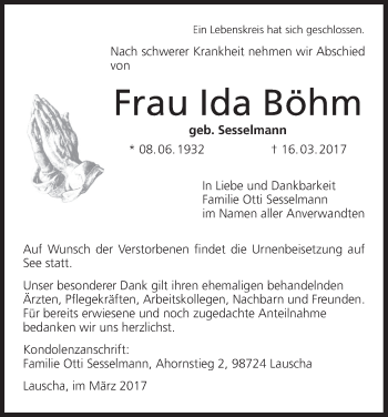 Anzeige von Ida Böhm von MGO