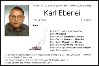 Anzeige von Karl Eberlei von MGO
