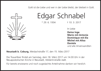 Anzeige von Edgar Schnabel von MGO