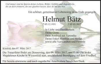 Anzeige von Helmut Bätz von MGO