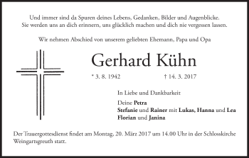 Anzeige von Gerhard Kühn von MGO