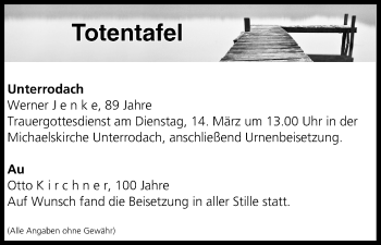 Anzeige von Totentafel vom 11.03.2017 von MGO