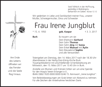 Anzeige von Irene Jungblut von MGO