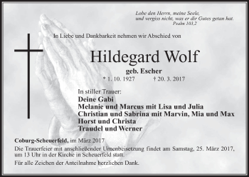Anzeige von Hildegard Wolf von MGO