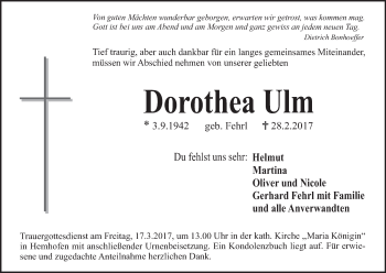 Anzeige von Dorothea Ulm von MGO