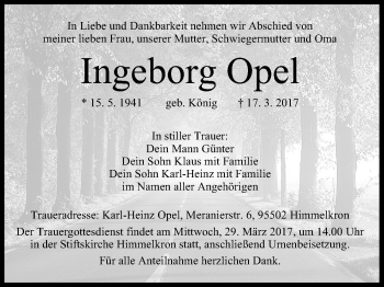 Anzeige von Ingeborg Opel von MGO