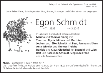 Anzeige von Egon Schmidt von MGO