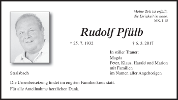 Anzeige von Rudolf Pfülb von MGO