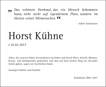 Anzeige von Horst Kühne von MGO