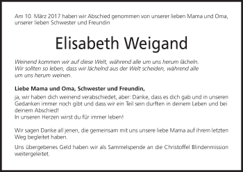 Anzeige von Elisabeth Weigand von MGO