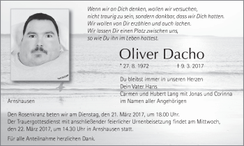 Anzeige von Oliver Dacho von MGO