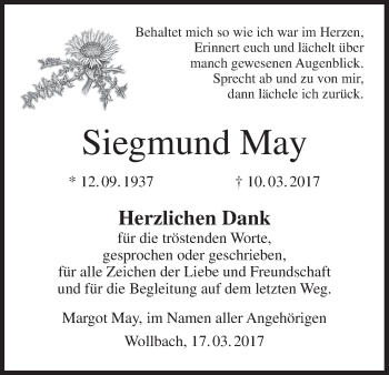 Anzeige von Siegmund May von MGO