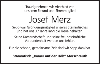Anzeige von Josef Merz von MGO
