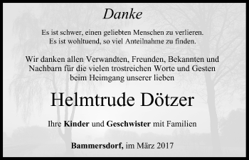 Anzeige von Helmtrude Dötzer von MGO