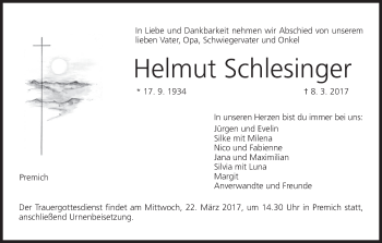 Anzeige von Helmut Schlesinger von MGO