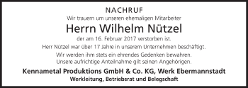 Anzeige von Wilhelm Nützel von MGO