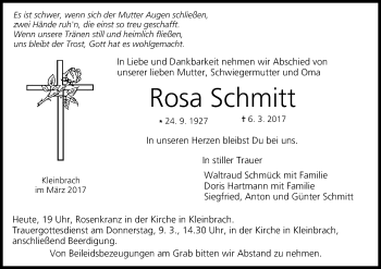 Anzeige von Rosa Schmitt von MGO