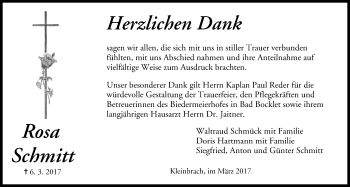 Anzeige von Rosa Schmitt von MGO