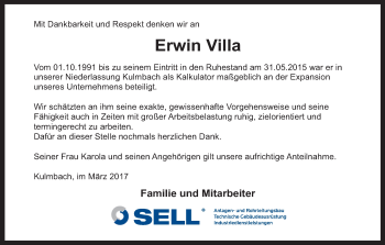 Anzeige von Erwin Villa von MGO
