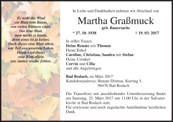 Anzeige von Martha Graßmuck von MGO