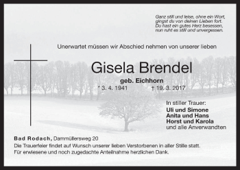 Anzeige von Gisela Brendel von MGO