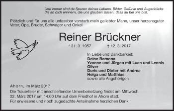Anzeige von Reiner Brückner von MGO