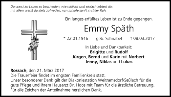Anzeige von Emmy Späth von MGO
