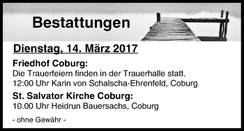 Anzeige von Bestattungen vom 14.03.2017 von MGO