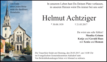 Anzeige von Helmut Achtziger von MGO