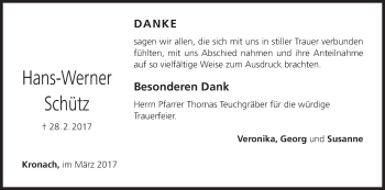 Anzeige von Hans-Werner Schütz von MGO