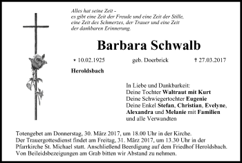 Anzeige von Barbara Schwalb von MGO