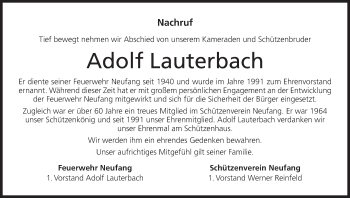 Anzeige von Adolf Lauterbach von MGO